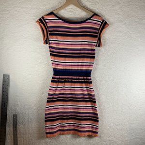 Trina Turk Sweater Dress Women Small Multicolor Striped Knit Sweater Cotton 7729
